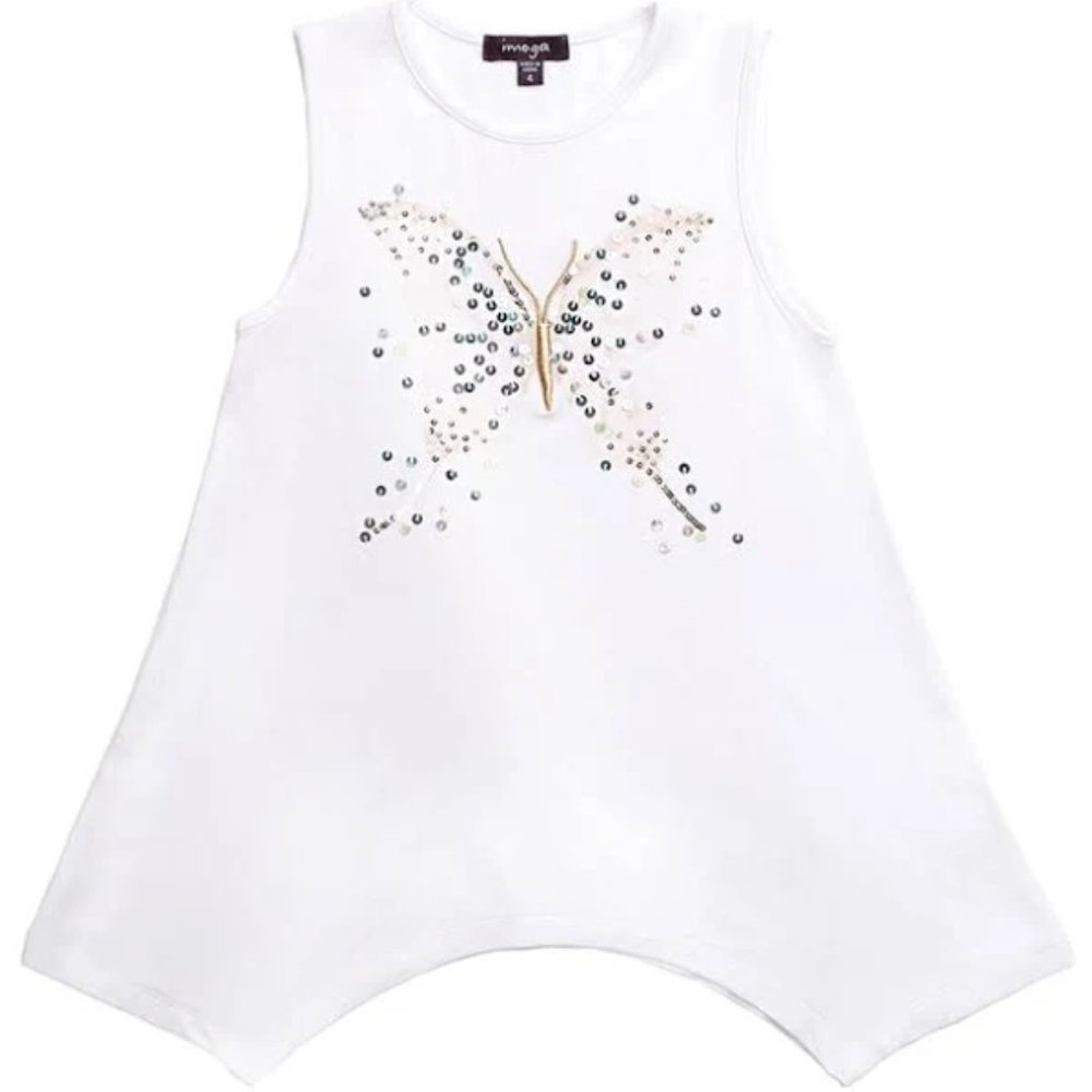 Imoga Beth Tunic, Girls Size 14, Cream Butterfly